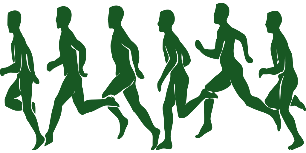 Silhouettes of runners in sequence, illustrating movement and exercise for blood sugar control.