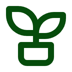 Green plant sprout in a white pot, representing growth.